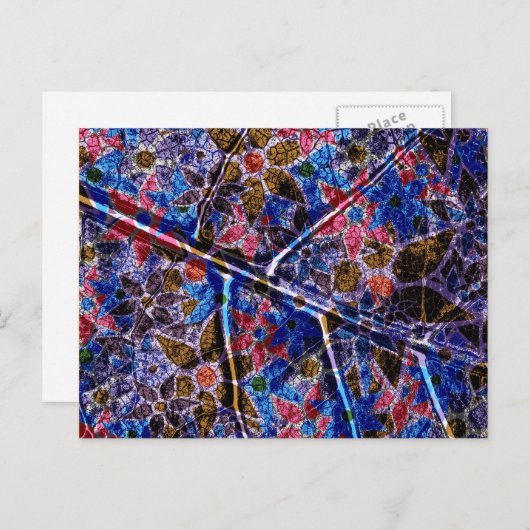 トレンディー花柄ヴィンテージ ポストカード (正面/裏面)