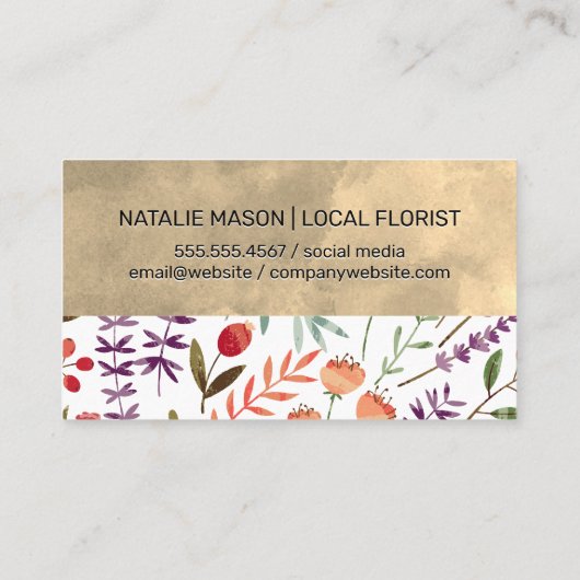 トレンディー花柄 |モノグラム 名刺 (裏面)