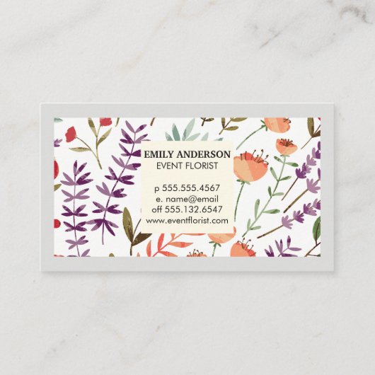 トレンディー花柄 名刺 (裏面)
