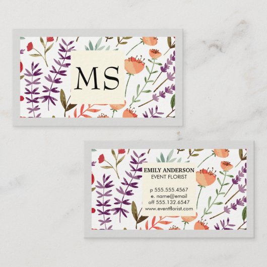 トレンディー花柄 名刺 (正面/裏面)