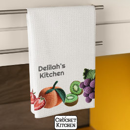 トレンディー芸術的レインボークロチェットフルーツコラージュ キッチンタオル