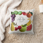トレンディー芸術的レインボークロチェットフルーツコラージュ クッション (ブランケット)
