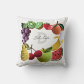 トレンディー芸術的レインボークロチェットフルーツコラージュ クッション (正面)