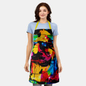 トレンディー芸術的抽象芸術キッチン エプロン (着用した状態)