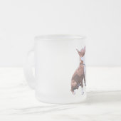 トレンディー茶色と白ピットブルドッグ フロストグラスマグカップ (正面左)