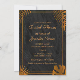 トレンディー葉金ゴールド幾何学的フレームブライダルシャワー 招待状