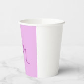 トレンディー薄紫オーキッドカラーモノグラムイニシャルレター 紙コップ (左)