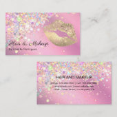 トレンディー薄紫グリッターふりかけメイクアップアーティスト 名刺 (正面/裏面)