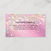 トレンディー薄紫グリッターふりかけメイクアップアーティスト 名刺 (裏面)