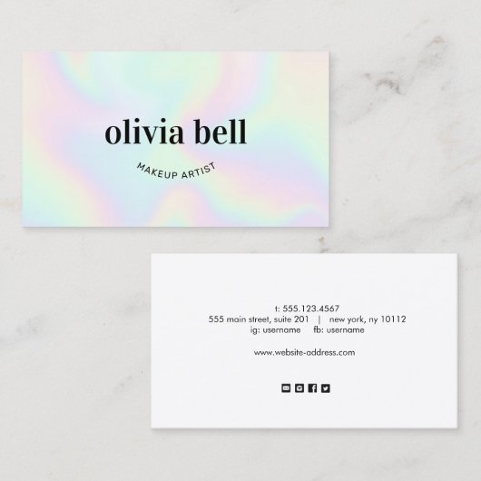 トレンディー虹色抽象芸術メイクアップアーティスト 名刺 (正面/裏面)
