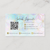 トレンディー虹色&パステルジオメトリックQRコード 名刺 (裏面)