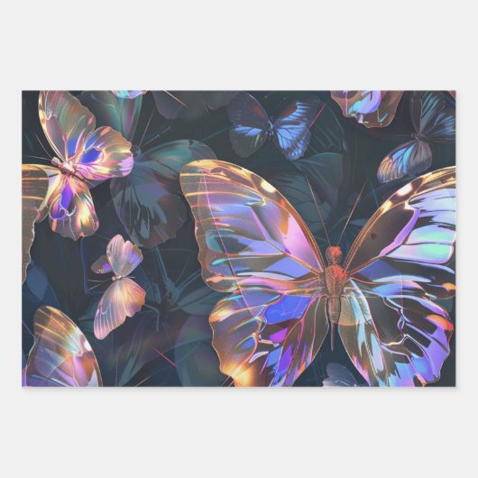 トレンディー蝶ラッピング紙フラットシート3 ラッピングペーパーシート (正面)