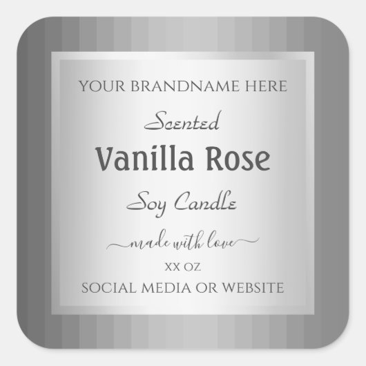 トレンディー製品パッケージラベル銀灰色カラー スクエアシール (正面)
