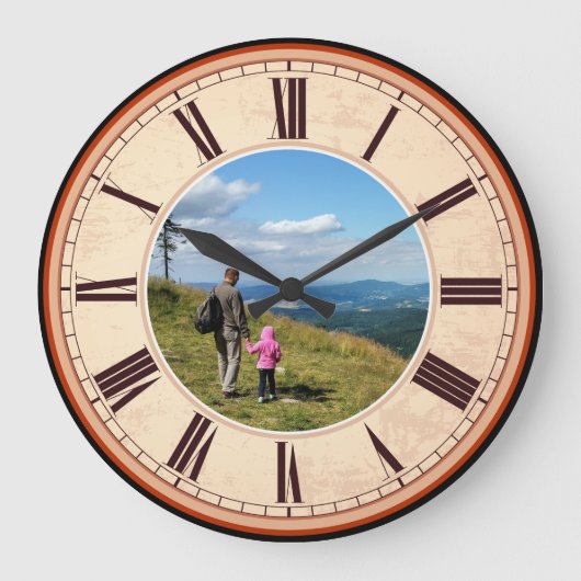 トレンディー記憶モーメントパーソナライズされた写真 ラージ壁時計 (正面)