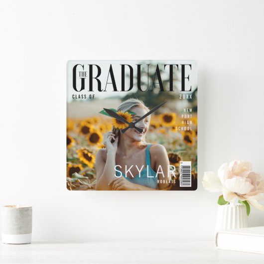 トレンディー誌の卒業刺激を受けた表紙 スクエア壁時計 (ホーム)