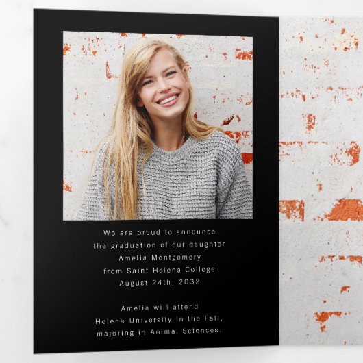 トレンディー誌の表紙の卒業発表 三つ折り案内状 (内部最初)