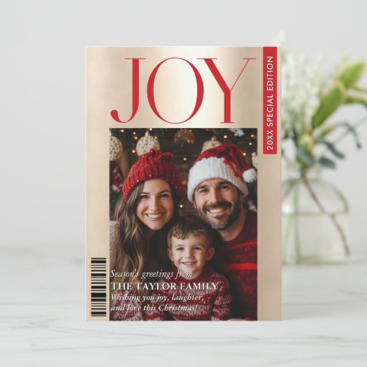 トレンディー誌カバーファミリーフォトクリスマスジョイ 招待状 (スタンド正面)