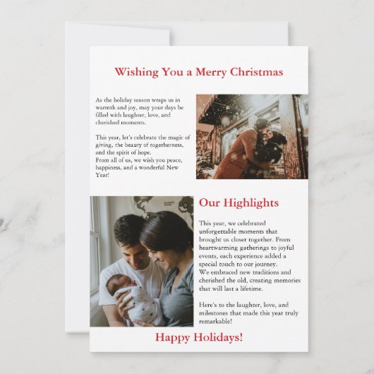 トレンディー誌カバーファミリーフォトクリスマスジョイI 招待状 (裏面)