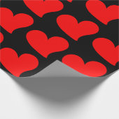 トレンディー赤いハートバレンタインデー ラッピングペーパー (角)