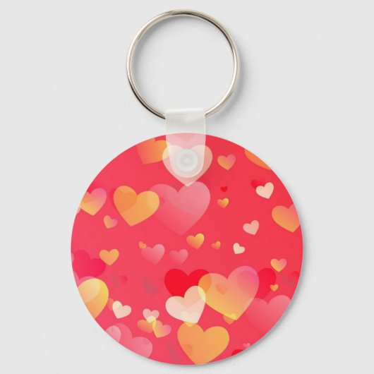 トレンディー赤いハートパターン キーホルダー (正面)