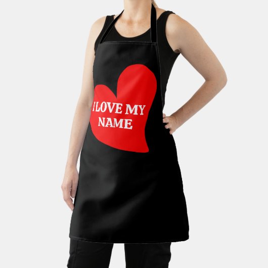 トレンディー赤いハート私はロマンチックなバレンタイン大好き エプロン (インサイチュ)