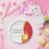 トレンディー赤い黄色の火災と鳩の確認 ペーパープレート (パーティー)