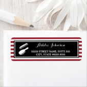 トレンディー赤と白ストライプサロン美容師 ラベル (インサイチュ)