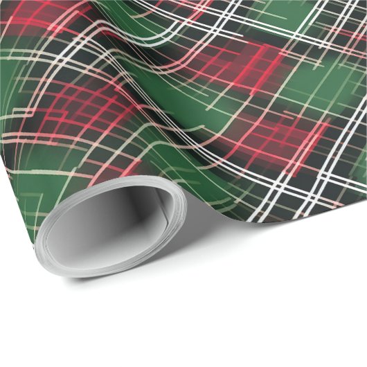 トレンディー赤と緑のクリスマスプレッドパターン ラッピングペーパー (ロールコーナー)