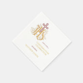 トレンディー赤と金ゴールドの繁栄の確認 スタンダードカクテルナプキン (角)