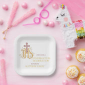 トレンディー赤と金ゴールドの繁栄の確認 ペーパープレート (パーティー)