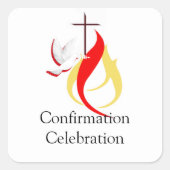 トレンディー赤イエローファイアクロス鳩の確認 スクエアシール (正面)