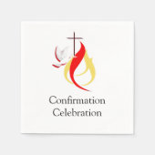 トレンディー赤イエローファイアクロス鳩の確認 スタンダードカクテルナプキン (正面)