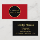トレンディー赤カスタム円エレガントシック金ゴールドブラック 名刺 (正面/裏面)