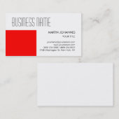 トレンディー赤ストライプの白黒名刺 名刺 (正面/裏面)