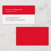 トレンディー赤モダン白のコンサルタストライプント 名刺 (正面/裏面)