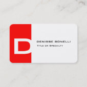 トレンディー赤モダン白モノグラム表現法 名刺 (正面)