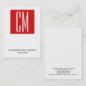 トレンディー赤ユニーク色鉛直チュビーモノグラム 名刺 (正面/裏面)