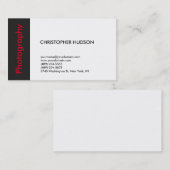 トレンディー赤白ダークグレー写真 名刺 (正面/裏面)