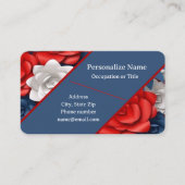 トレンディー赤白青花フローラデザインUSA 名刺 (正面)