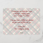 トレンディー赤緑格子水彩絵柄と金ゴールド 箔シーズンカード (裏面)