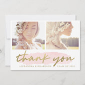 トレンディー赤面と金ゴールド2枚ありがとう サンキューカード (正面)