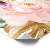 トレンディー赤面パープル熱帯フローラベビーシャワー ポスター (角)