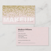 トレンディー赤面ピンクと金ゴールドグリッターメイクアップ 名刺 (正面/裏面)