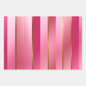 トレンディー赤面ピンクと金ゴールド ラッピングペーパーシート (正面3)