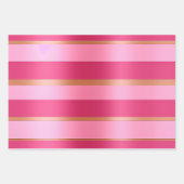 トレンディー赤面ピンクと金ゴールド ラッピングペーパーシート (正面3)