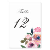 トレンディー赤面ピンクウォーターカラーテーブルテントサイン テーブルナンバー (正面)