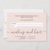 トレンディー赤面ピンクエレガントギフト券 (裏面)