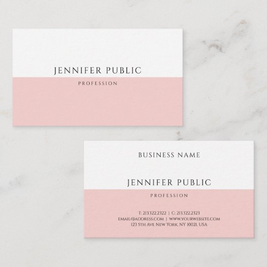 トレンディー赤面ピンクプロフェッショナルモダンテンプレート 名刺 (正面/裏面)