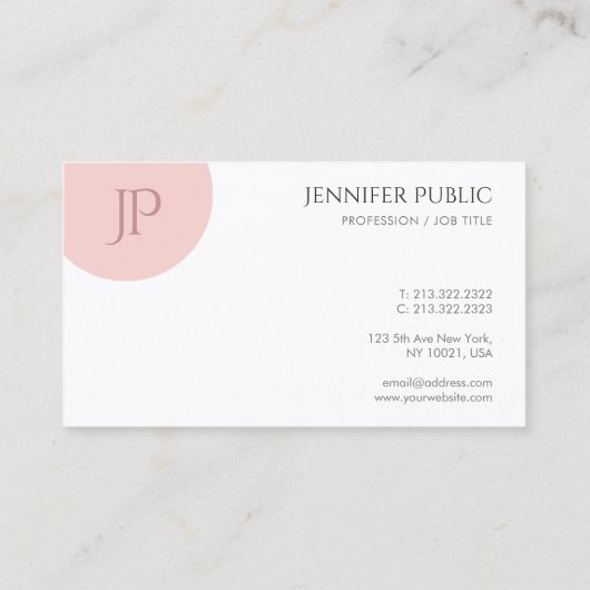 トレンディー赤面ピンクホワイトエレガントモノグラモダンム 名刺 (裏面)