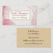 トレンディー赤面ピンクマーブル金ゴールド美容師 名刺 (正面/裏面)